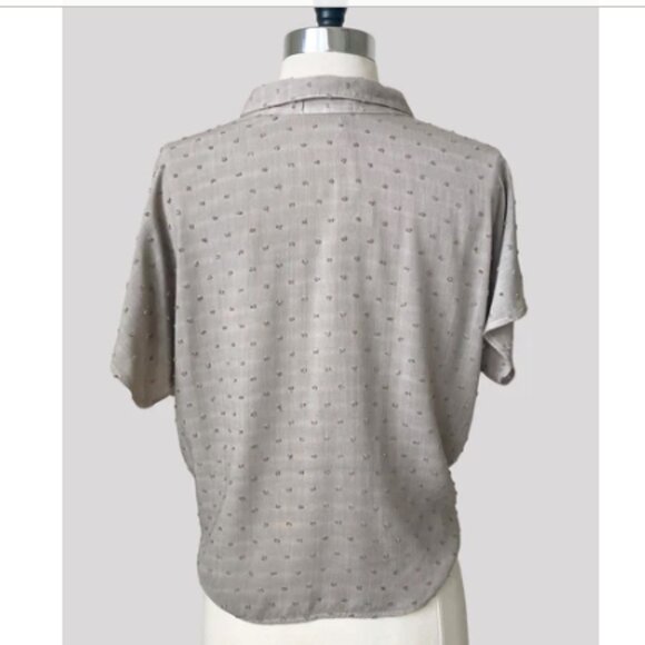 Stone Gray Rayon Button Front Tee - Picture 4 of 5